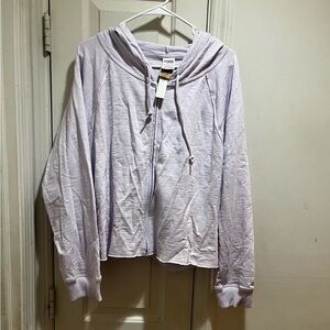 NWT PINK Victoria's Secret Lavender Zip-Up Plus Size Cropped Hoodie